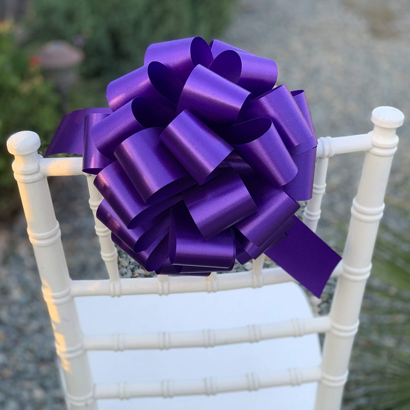 GiftWrap Etc. أقواس سحب كبيرة من الشريط الأرجواني - 9 بوصة واسعة، مجموعة من 6، عيد الحب، ماردي غرا، أقواس كبيرة للهدايا، سلة الهدايا، التوعية بالسرطان، عيد الفصح، الربيع، الهالوين، عيد الميلاد - Image 2
